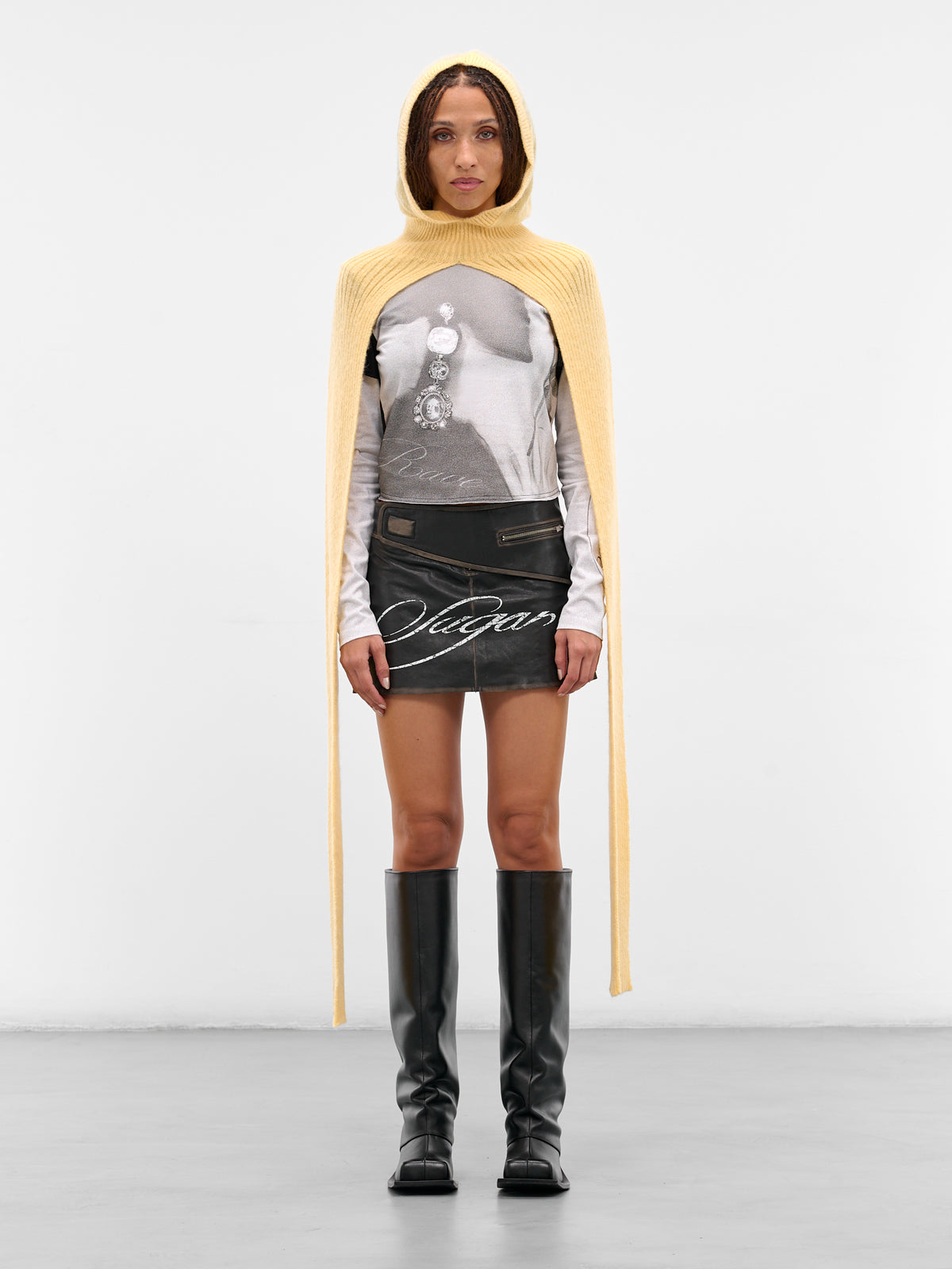 Yellow Knit Hooded Scarf (KN-05Y-YELLOW)