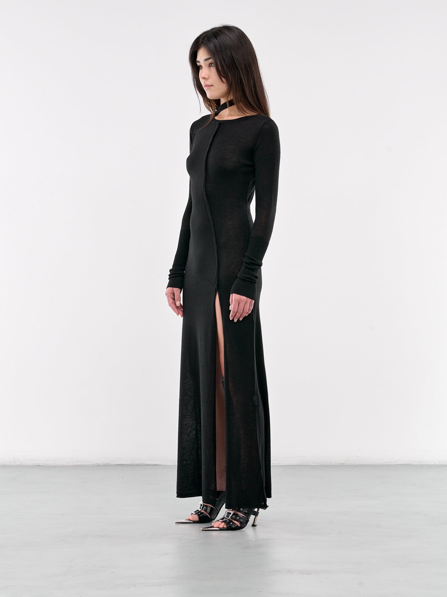 DIDU | H.Lorenzo|High Split Maxi Dress (KN-07BK-BLACK), M / Black DIDU | H.Lorenzo|High Split Maxi Dress (KN-07BK-BLACK), M / Black