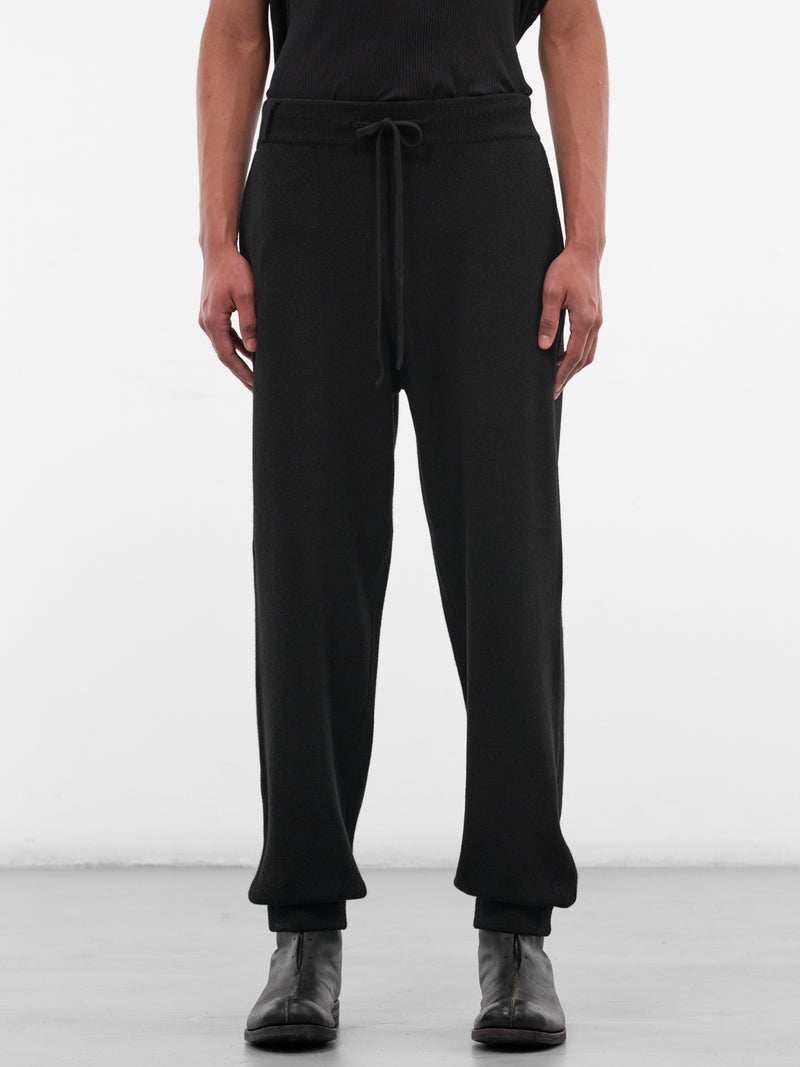 Black Shrunken Cashmere Knit Joggers (KN-783-01-BLACK)