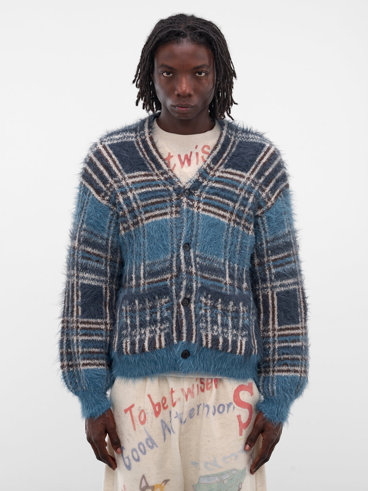 Blue Luster Check Knit Cardigan (KN-SV-NGA-1001-BLUE)