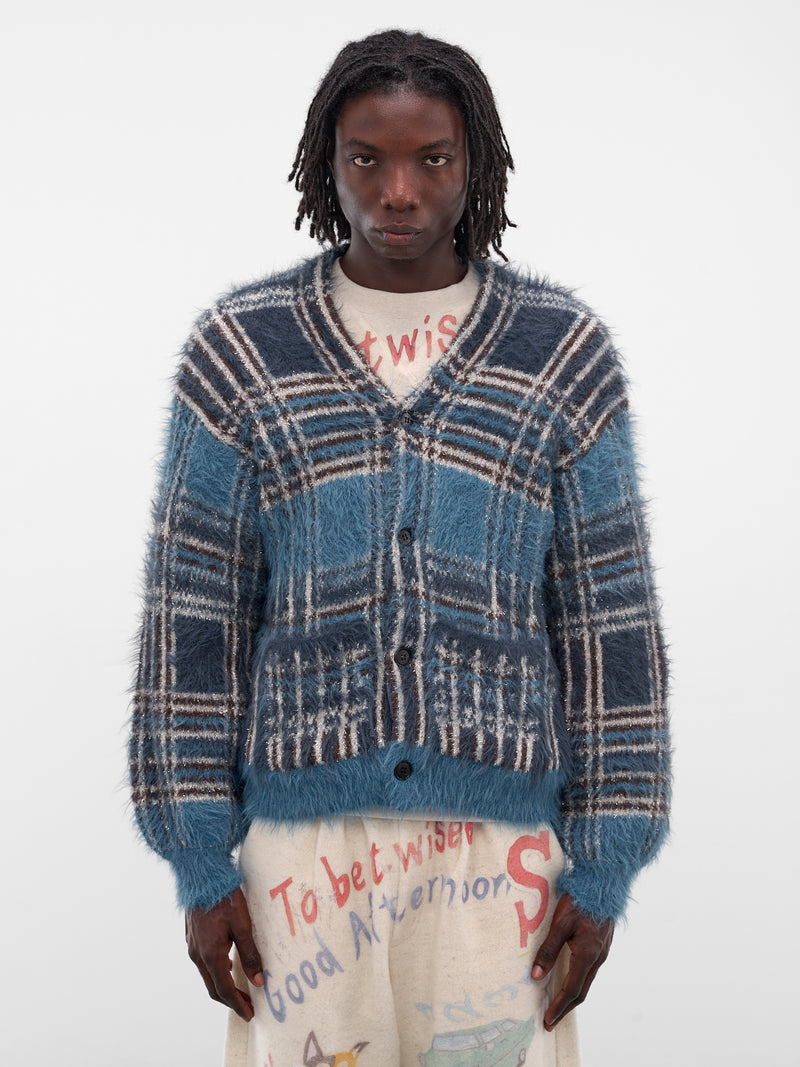 Blue Luster Check Knit Cardigan (KN-SV-NGA-1001-BLUE)