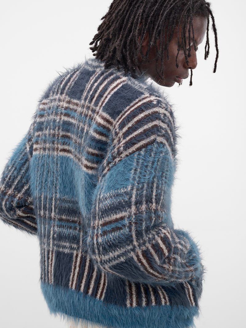 Blue Luster Check Knit Cardigan (KN-SV-NGA-1001-BLUE)