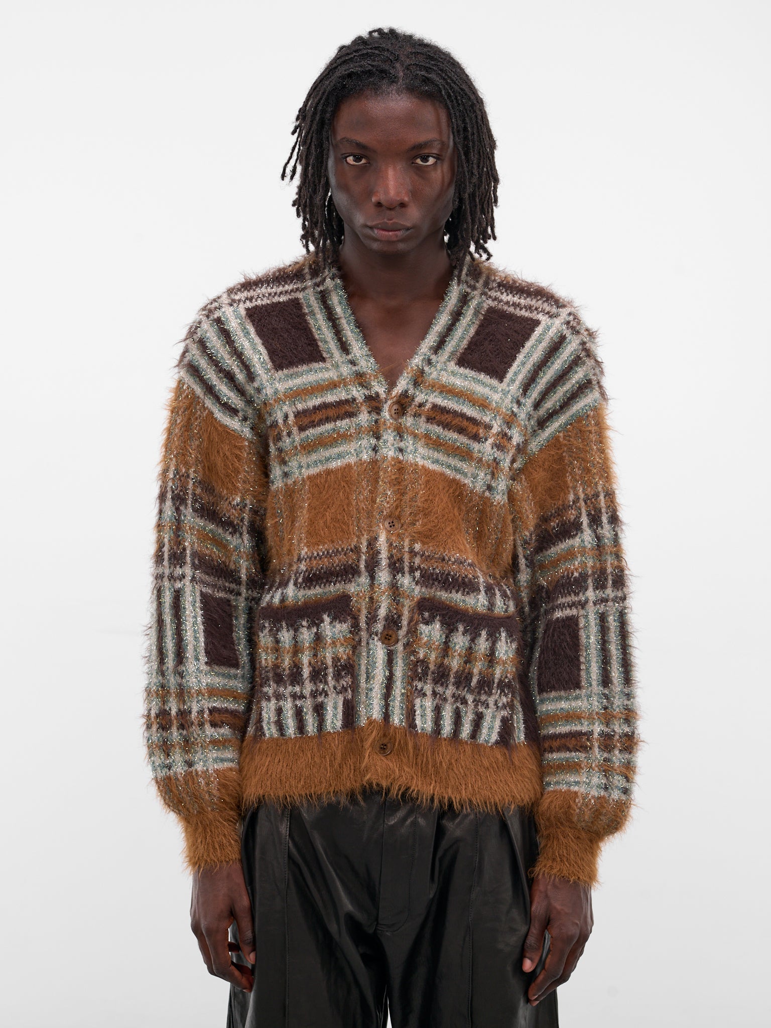 Beige Luster Check Knit Cardigan (KN-SV-NGA-1001-BEIGE)