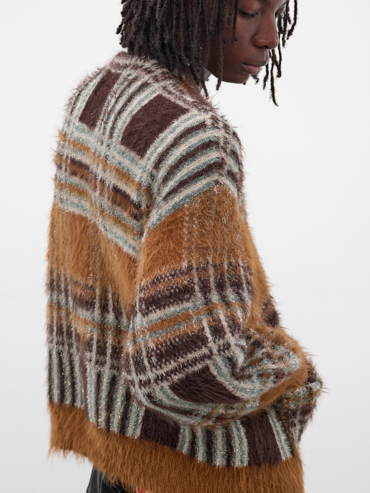 Beige Luster Check Knit Cardigan (KN-SV-NGA-1001-BEIGE)