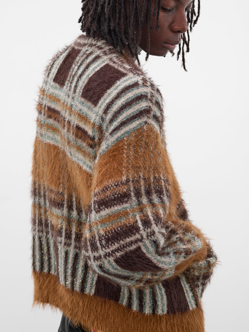 Beige Luster Check Knit Cardigan (KN-SV-NGA-1001-BEIGE)