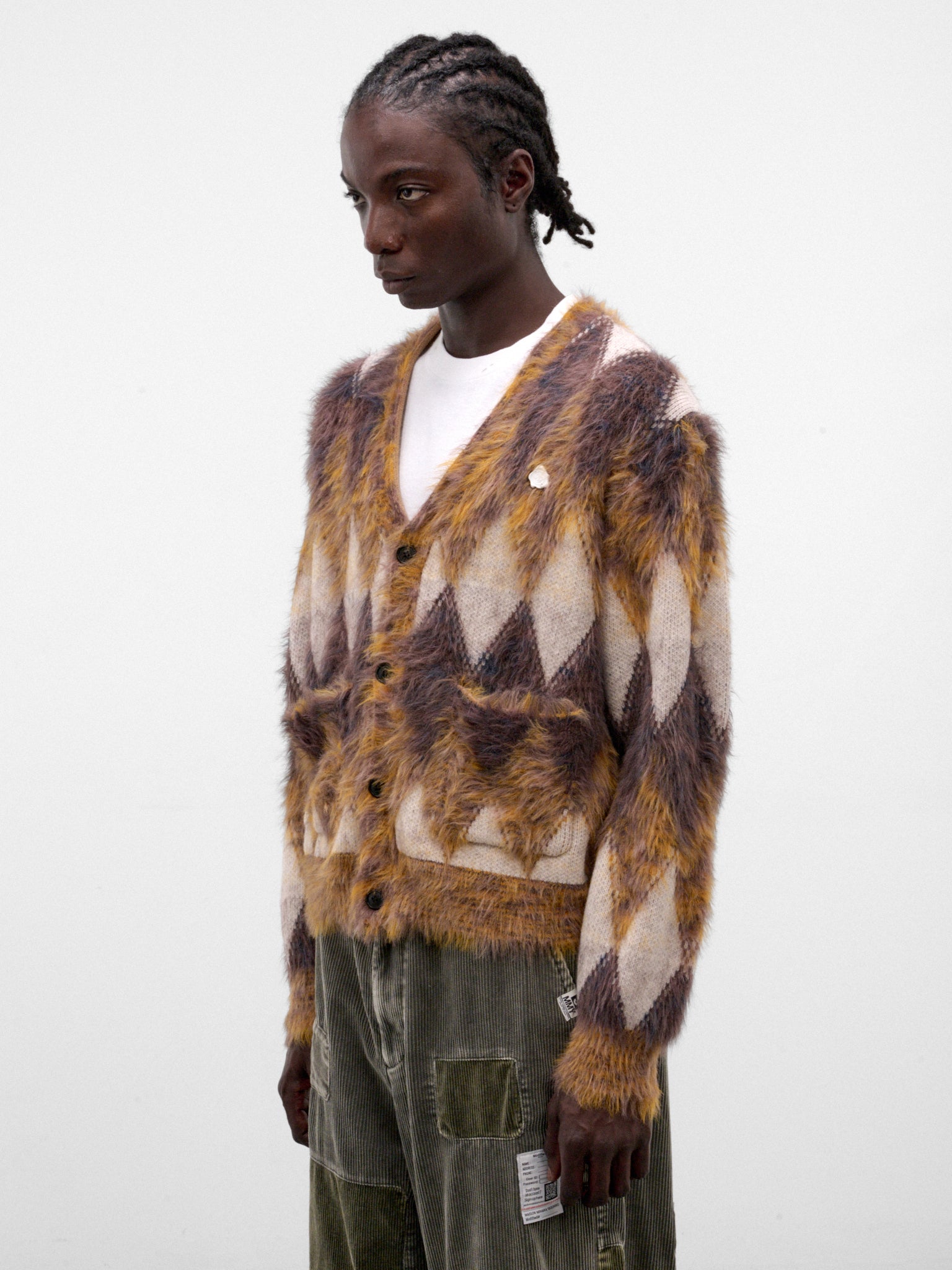 Brown Argyle Knit Cardigan (KN-SV-NRA-1003-BROWN)