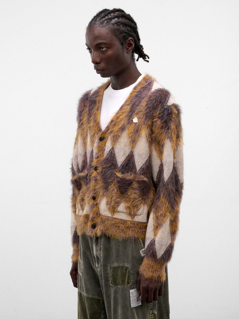 Brown Argyle Knit Cardigan (KN-SV-NRA-1003-BROWN)