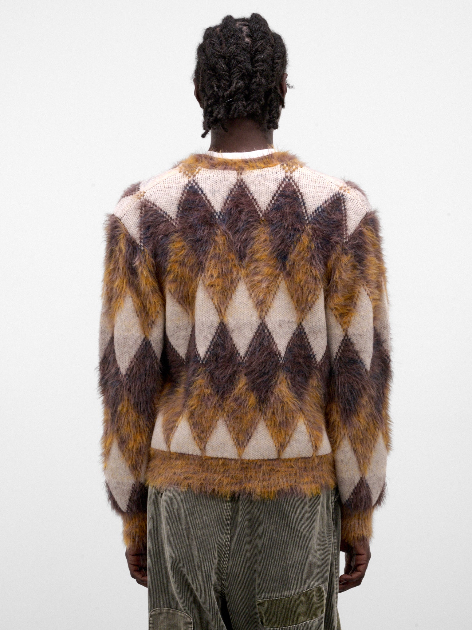 Brown Argyle Knit Cardigan (KN-SV-NRA-1003-BROWN)