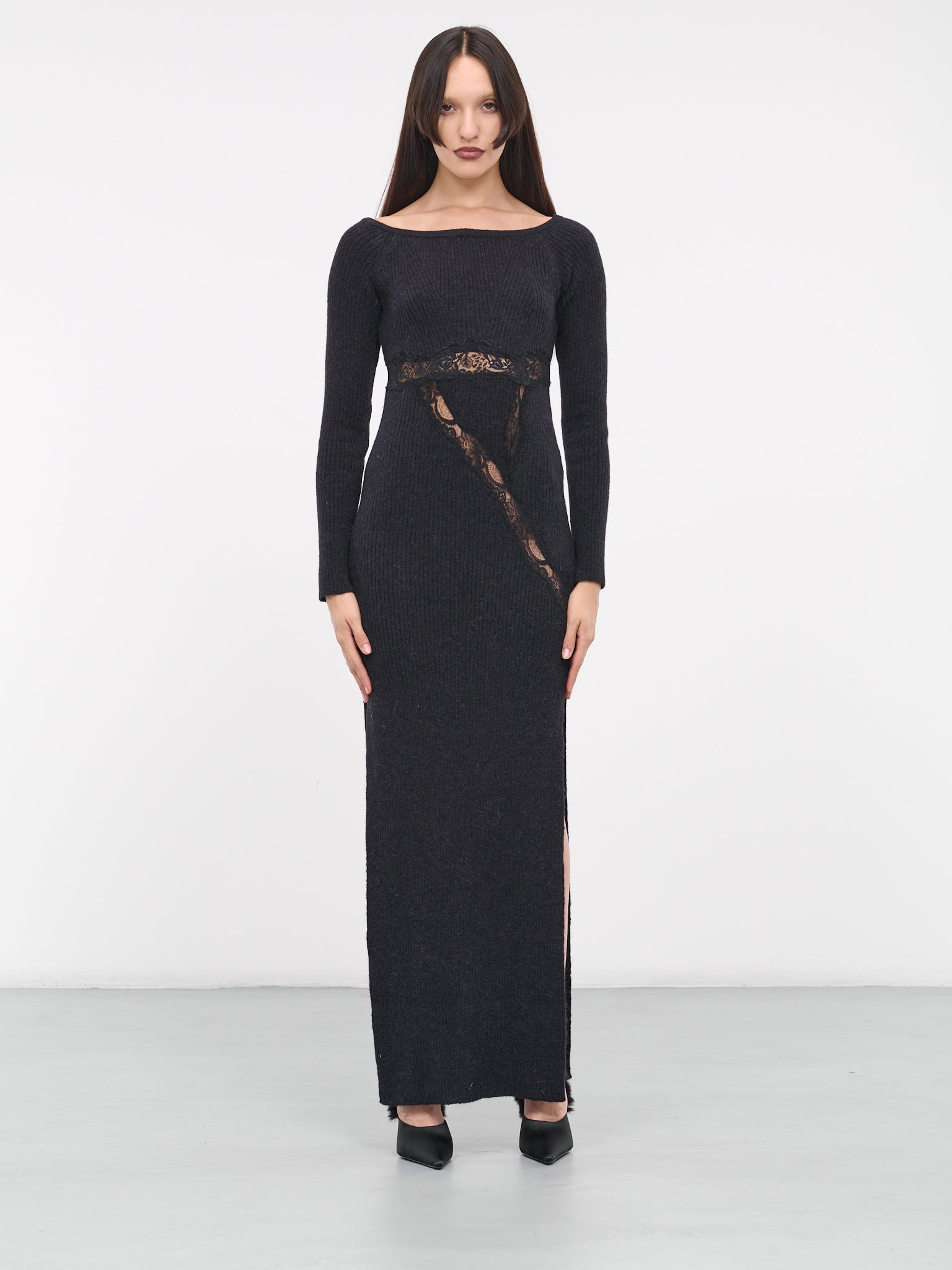 black rib knit dress Evie Ribbed-Knit Jersey Dress Black / Regular / 1X
