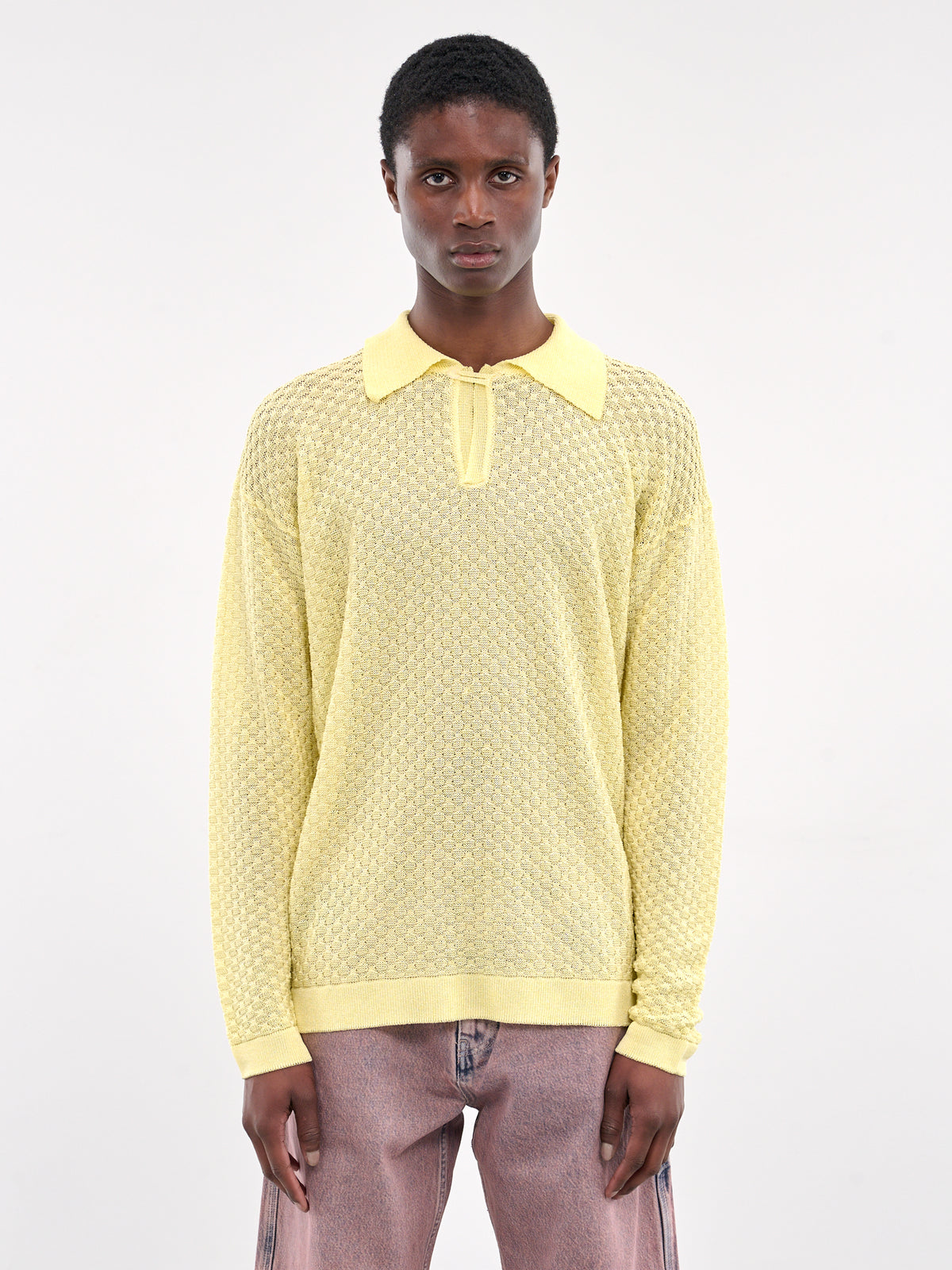 Long Sleeve Knit Polo (KN009-YELLOW)