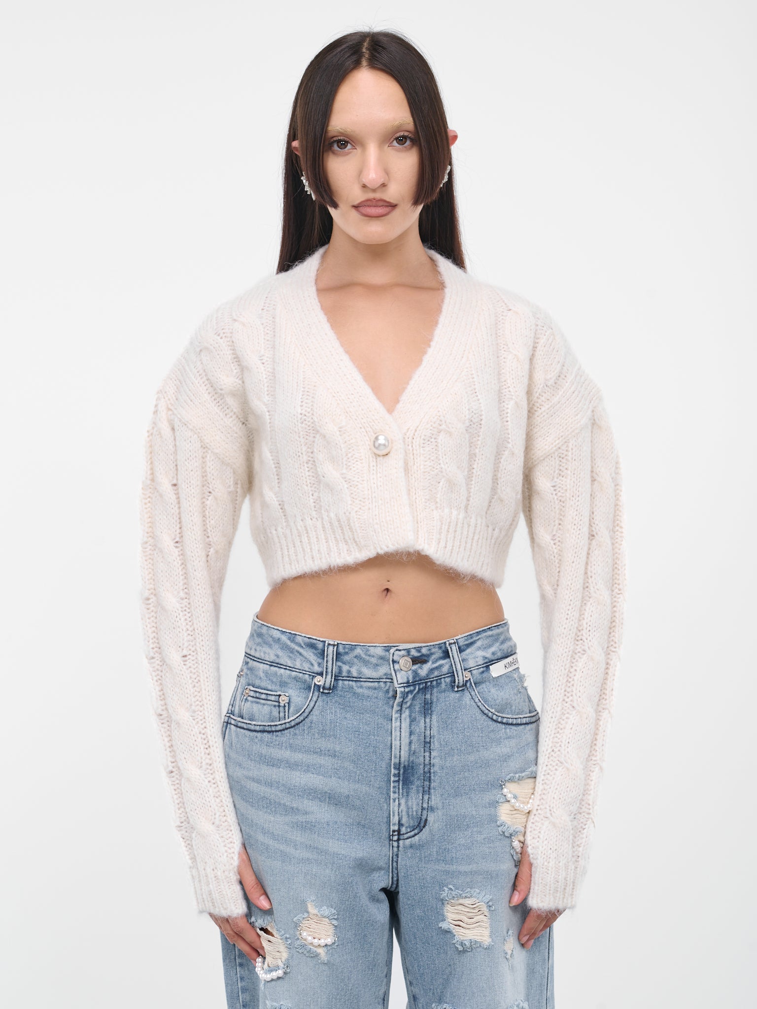 Pearl Crop Cardigan (KN011-IV-IVORY)