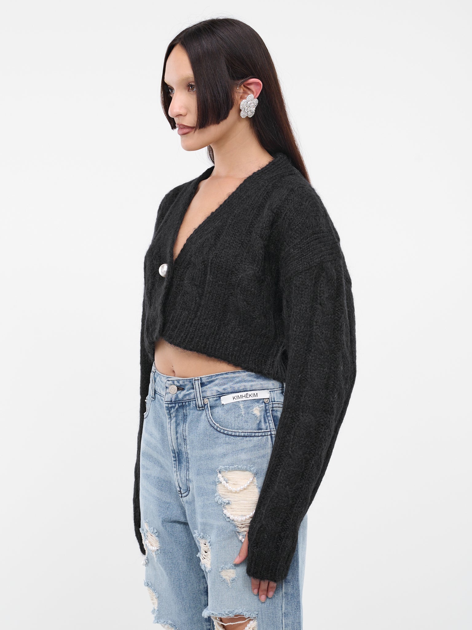 Pearl Crop Cardigan (KN012-BK-BLACK)