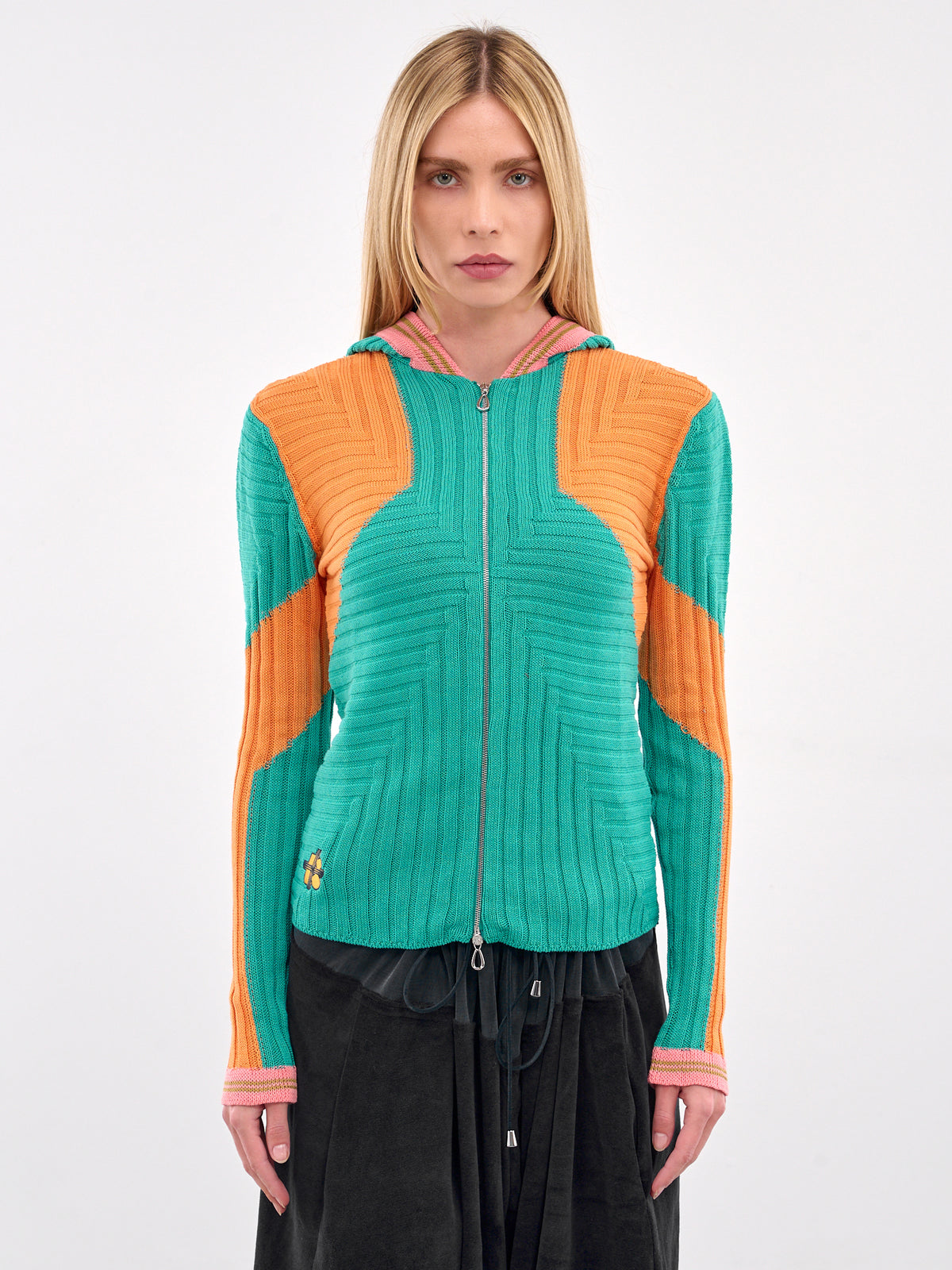 Rib-Knit Zip Hoodie (KN02-85-LAGOON-AMBER-GLOW)