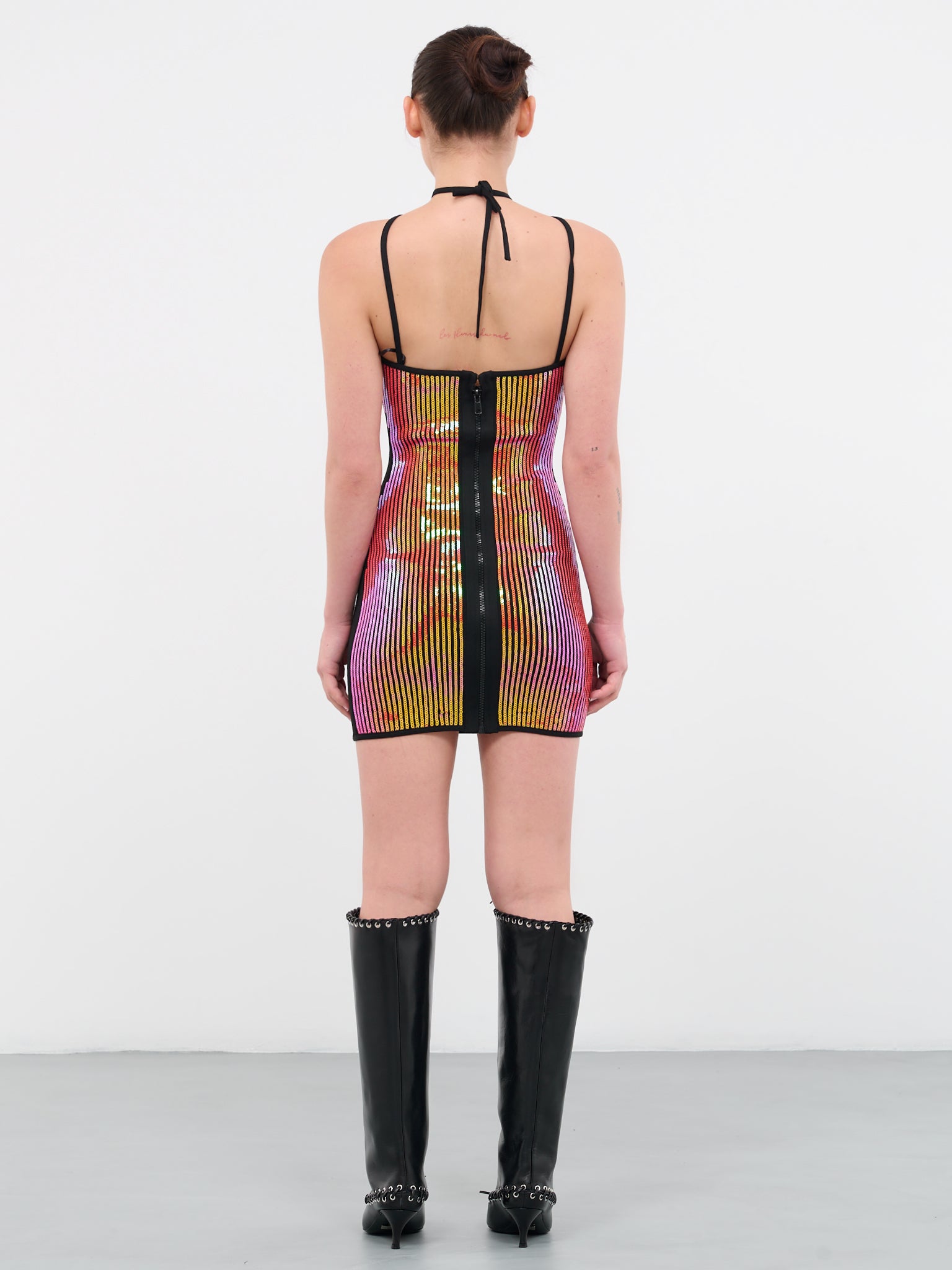 Sequin Cut-Out Dress (KN03D-BLACK-IRIDESCENT)