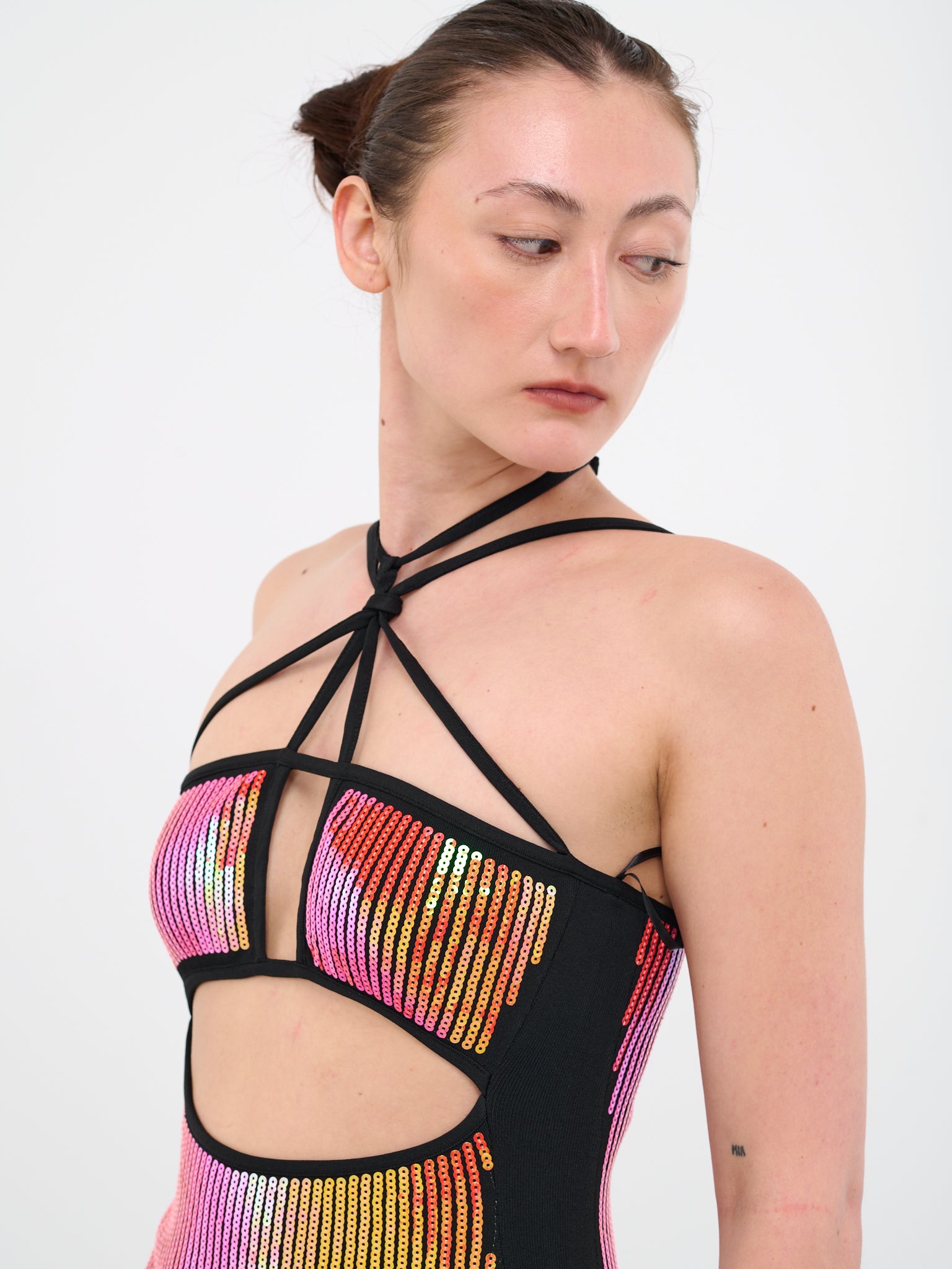 DAVID KOMA | H.Lorenzo|Sequin Cut-Out Dress (KN03D-BLACK-IRIDESCENT), S / Black DAVID KOMA | H.Lorenzo|Sequin Cut-Out Dress (KN03D-BLACK-IRIDESCENT), S / Black
