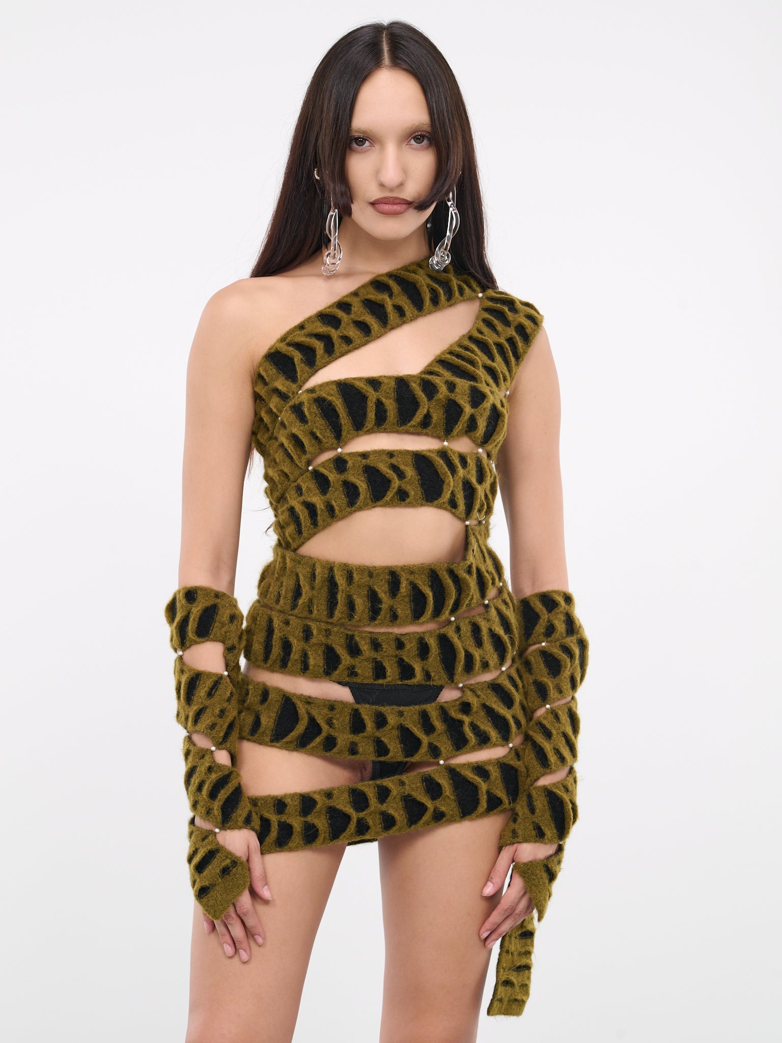 Spiral Animal Arm Warmers (KN04K-KHAKI-GREEN-ONYX)