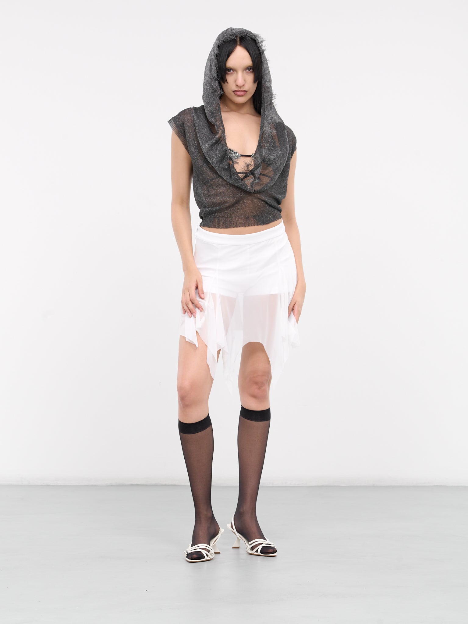 Draping Shorts Mini Skirt (SK-02WH-WHITE)
