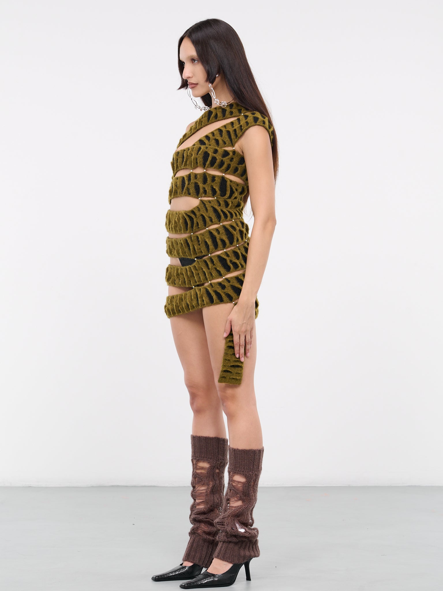 Spiral Animal Mini Dress (KN08K-KHAKI-GREEN-ONYX)