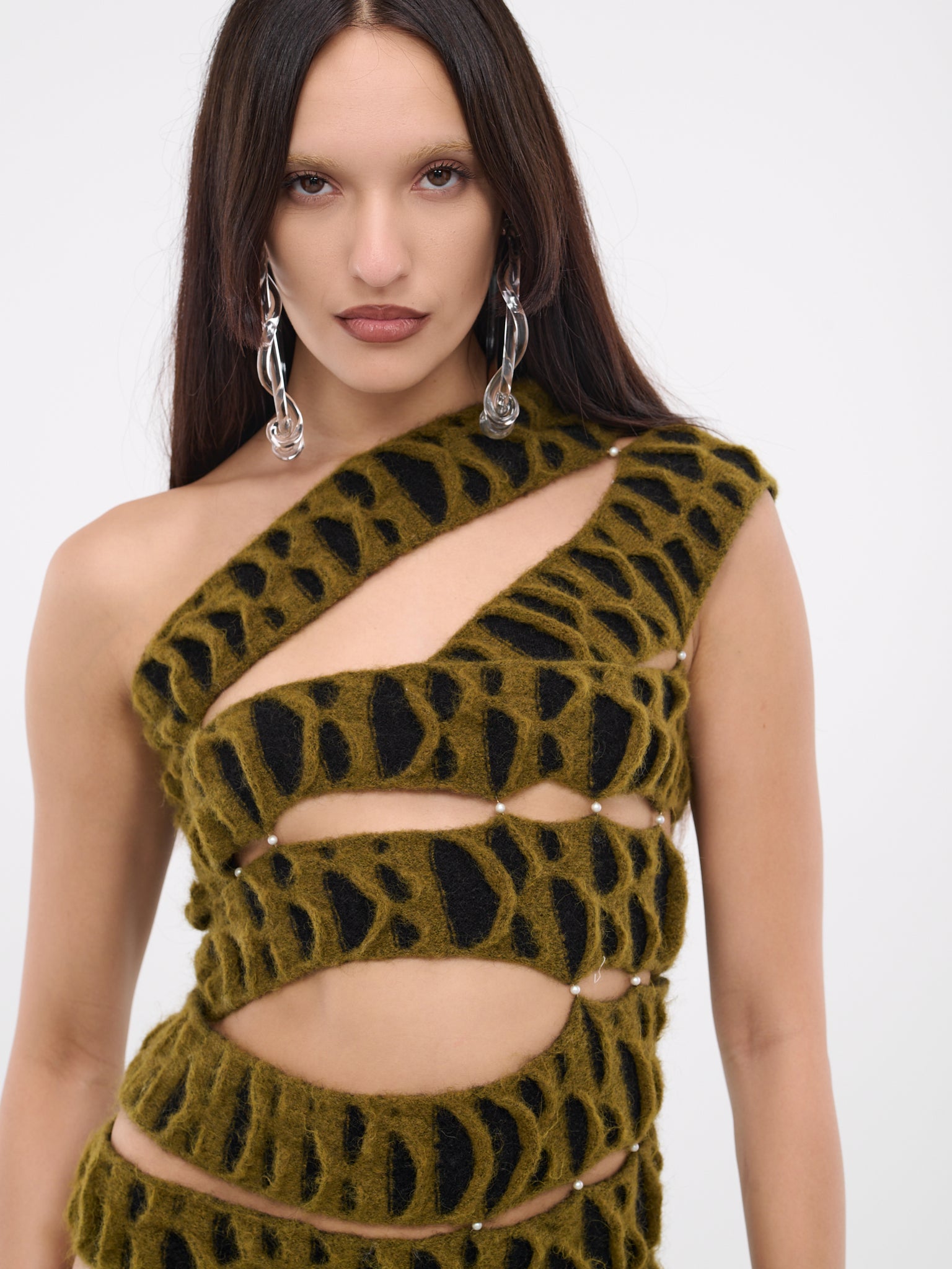 Spiral Animal Mini Dress (KN08K-KHAKI-GREEN-ONYX)