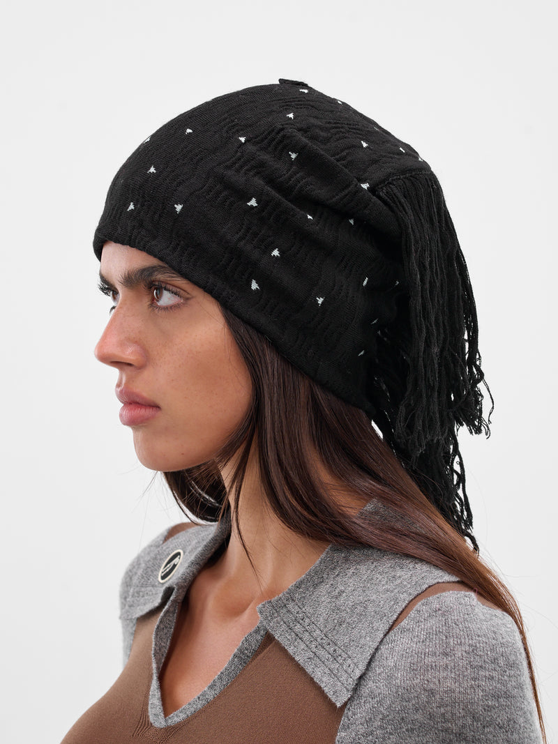 Black Wool-Silk Tarr Beanie (KN11-116-NIGHT-SKY)
