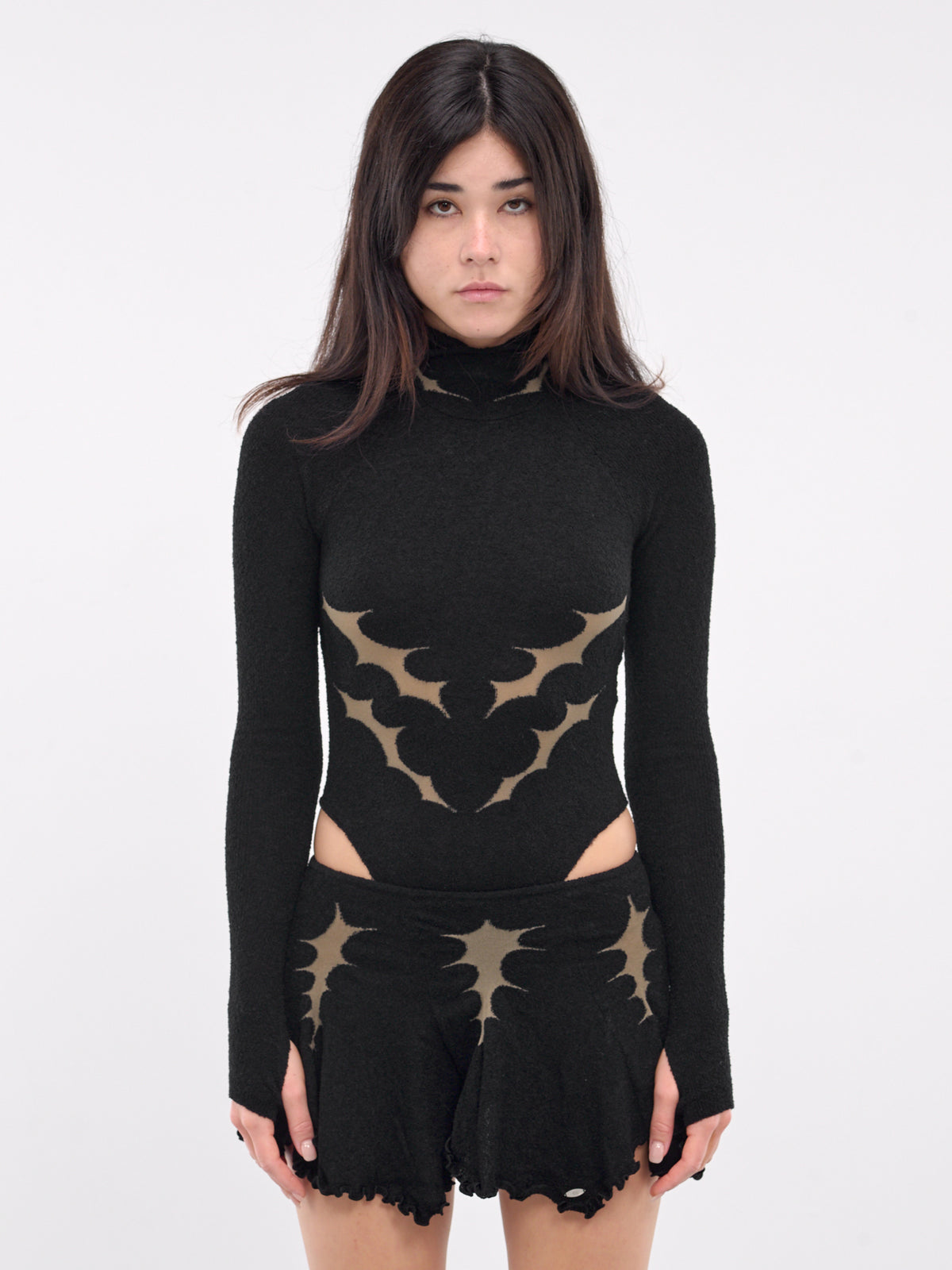 Thorn Intarsia Hooded Bodysuit (KN12O-ONYX)