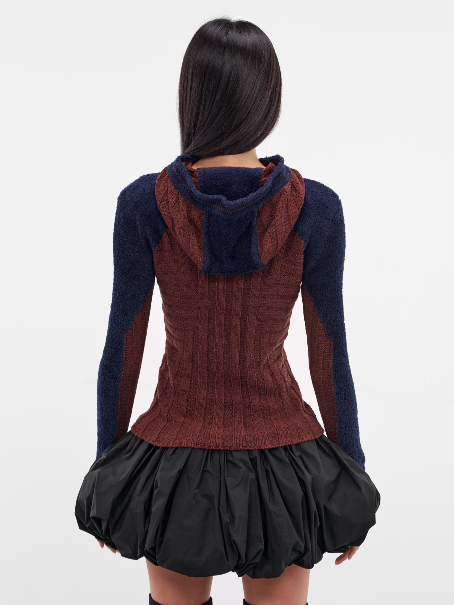 Quimby Two-Tone Silk Knit Jacket (KN13-135-MAHOGANY-BROWN)