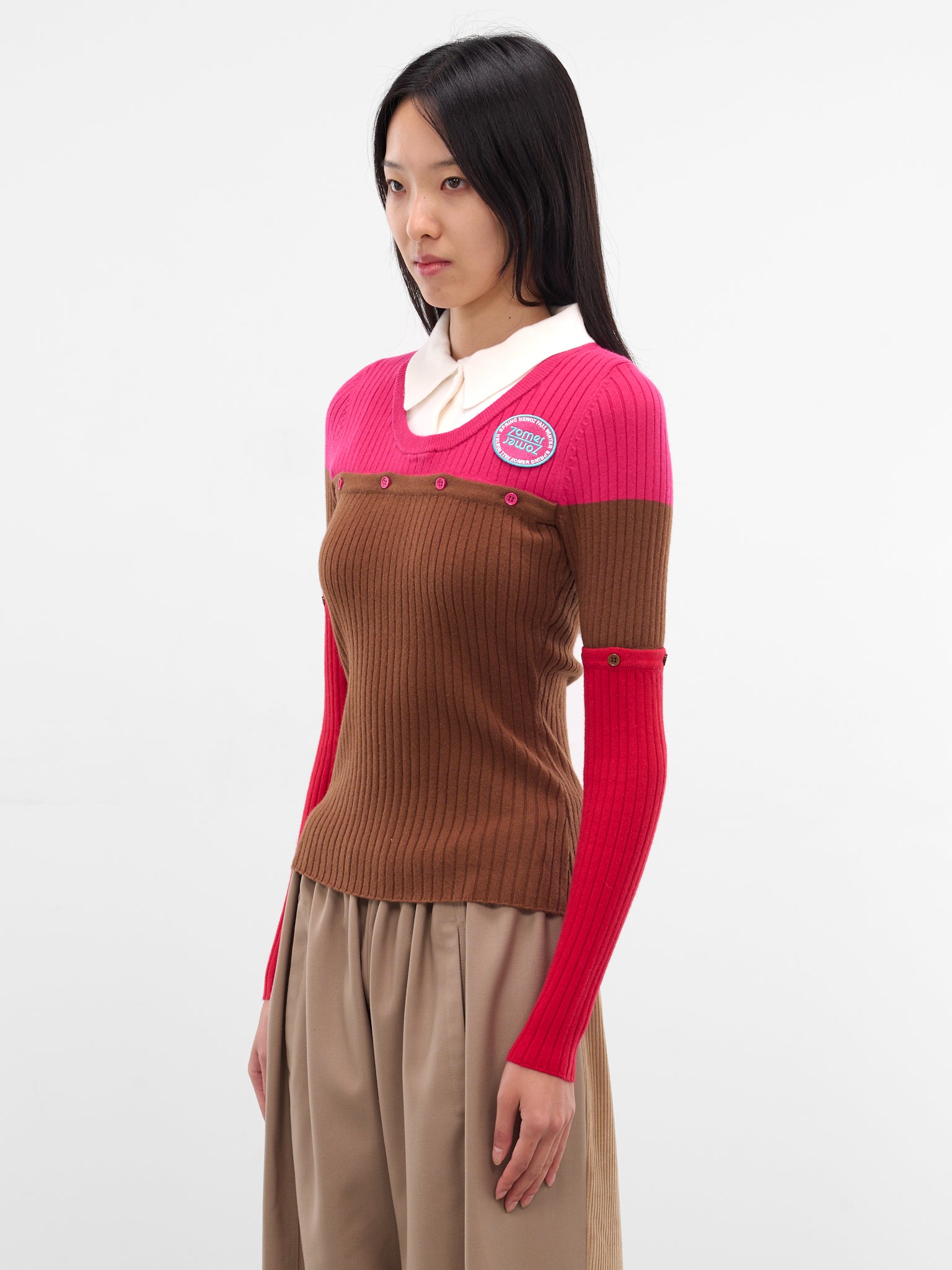Detachable Paneled Layered Shirt Sweater (KN5-LEVA-DEEP-MARSH-GREEN-RED)