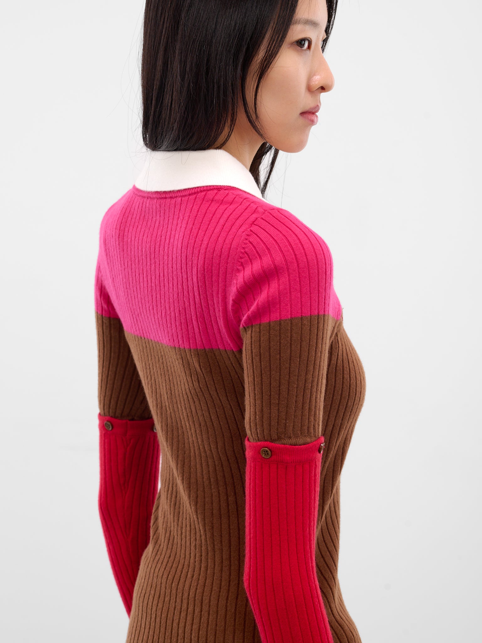 Detachable Paneled Layered Shirt Sweater (KN5-LEVA-DEEP-MARSH-GREEN-RED)