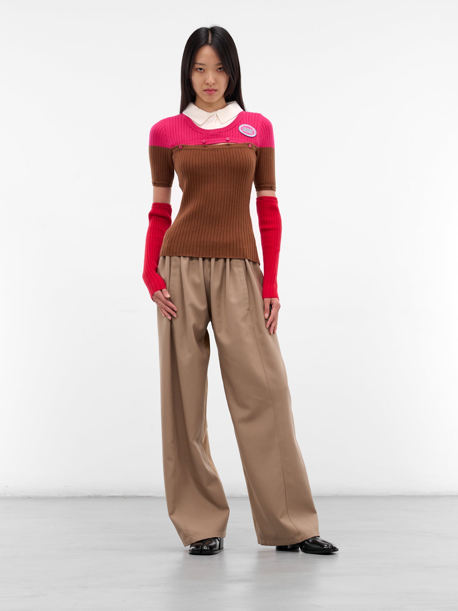 Detachable Paneled Layered Shirt Sweater (KN5-LEVA-DEEP-MARSH-GREEN-RED)