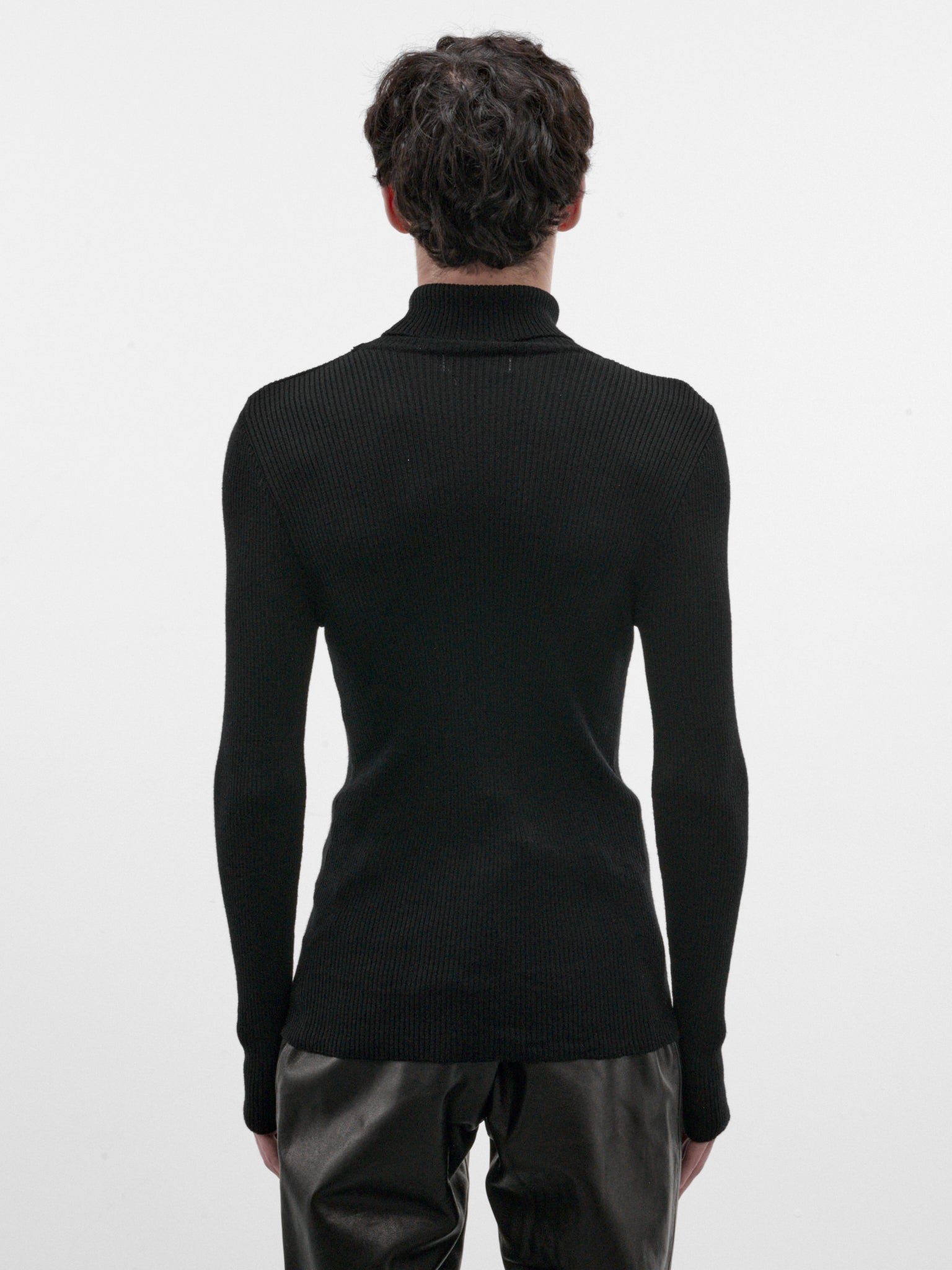 Black Ribbed Wool Turtleneck (KN65-BLACK)