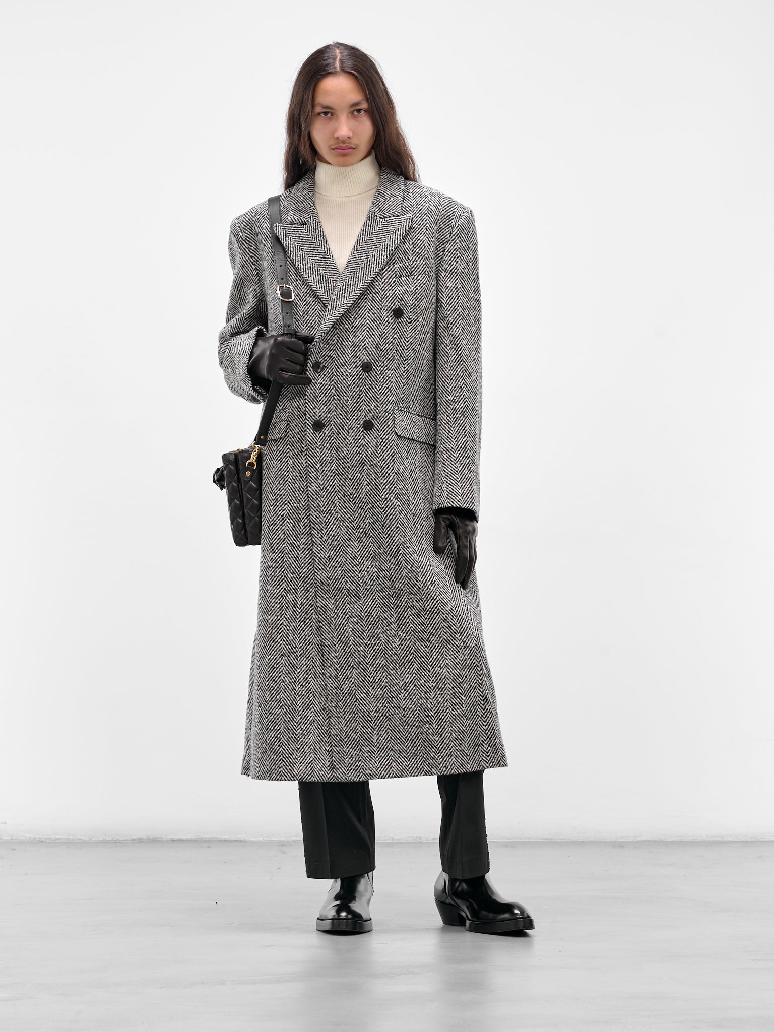 Gray Herringbone Double-Breasted Coat (CO17B-TM01-HERRING-BONE)