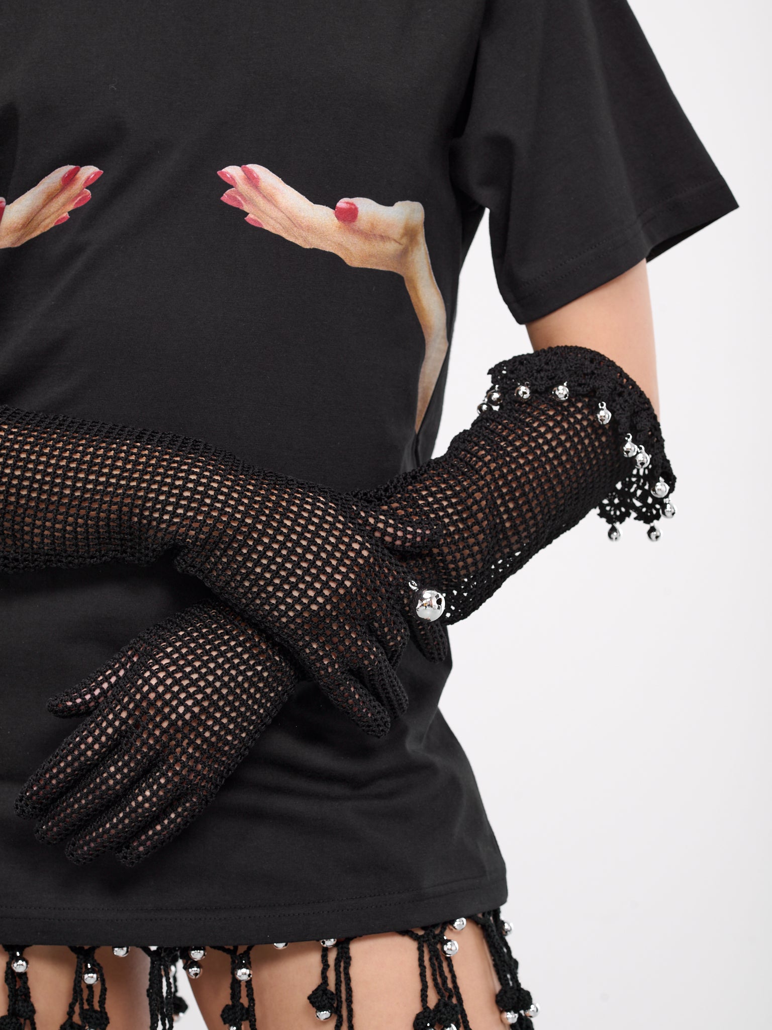 Sheila Hand Crochet Long Gloves (KNGL01BK-BLACK)