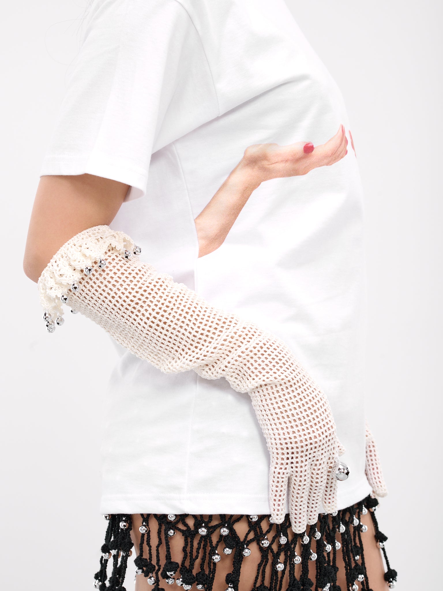 Sheila Hand Crochet Long Gloves (KNGL01IV-IVORY)