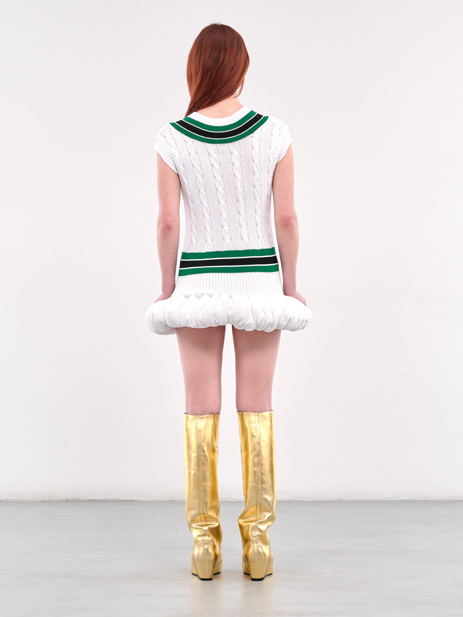 Knit Tennis Bubble Dress (KNITTED-TENNIS-BUBBLE-GREEN-WH)