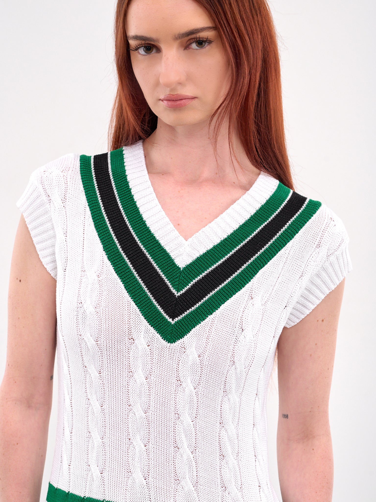 Knit Tennis Bubble Dress (KNITTED-TENNIS-BUBBLE-GREEN-WH)