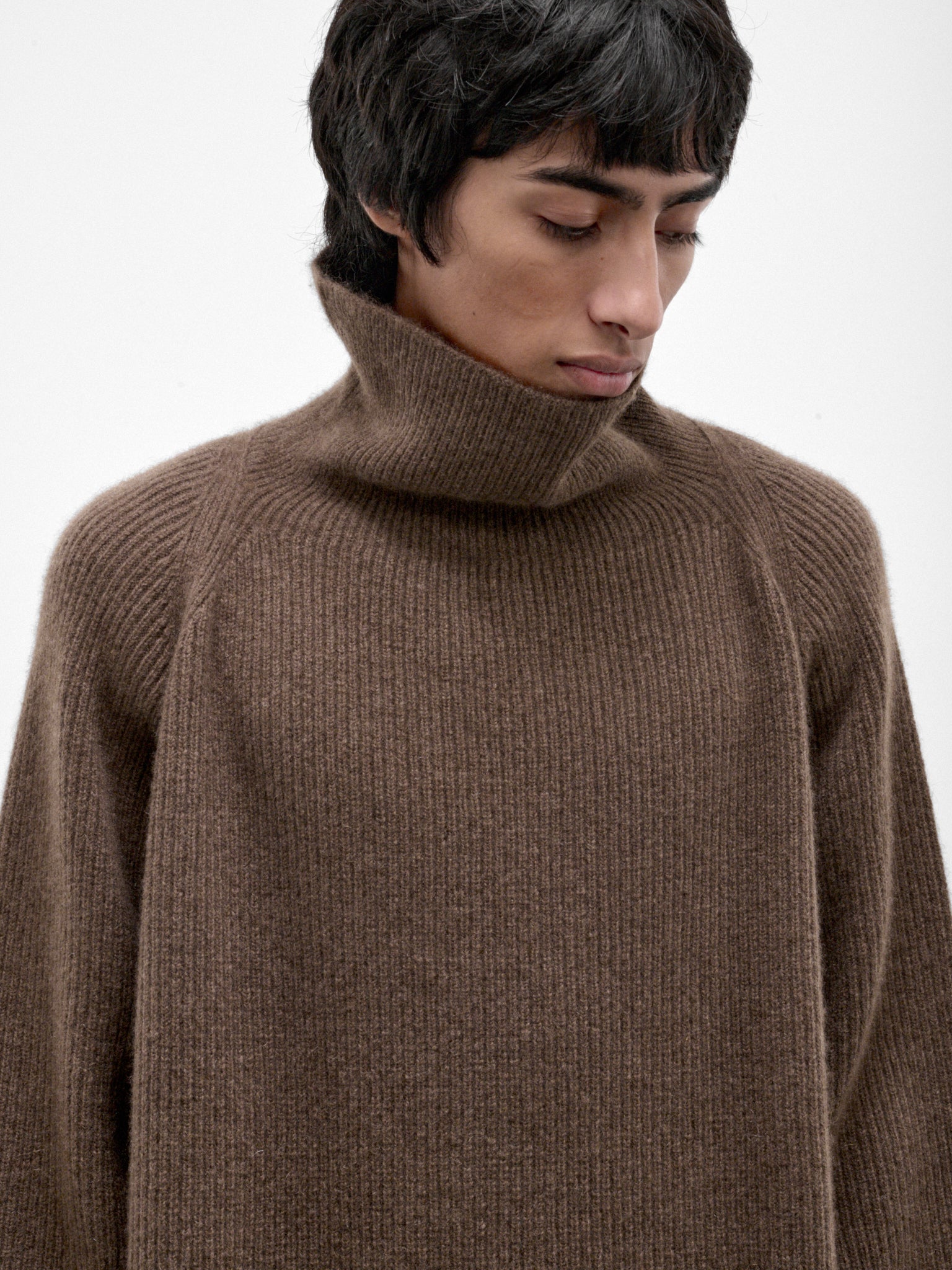 Beige Yak Wool Knit Turtleneck (KNIT#79-LIGHT-BROWN)