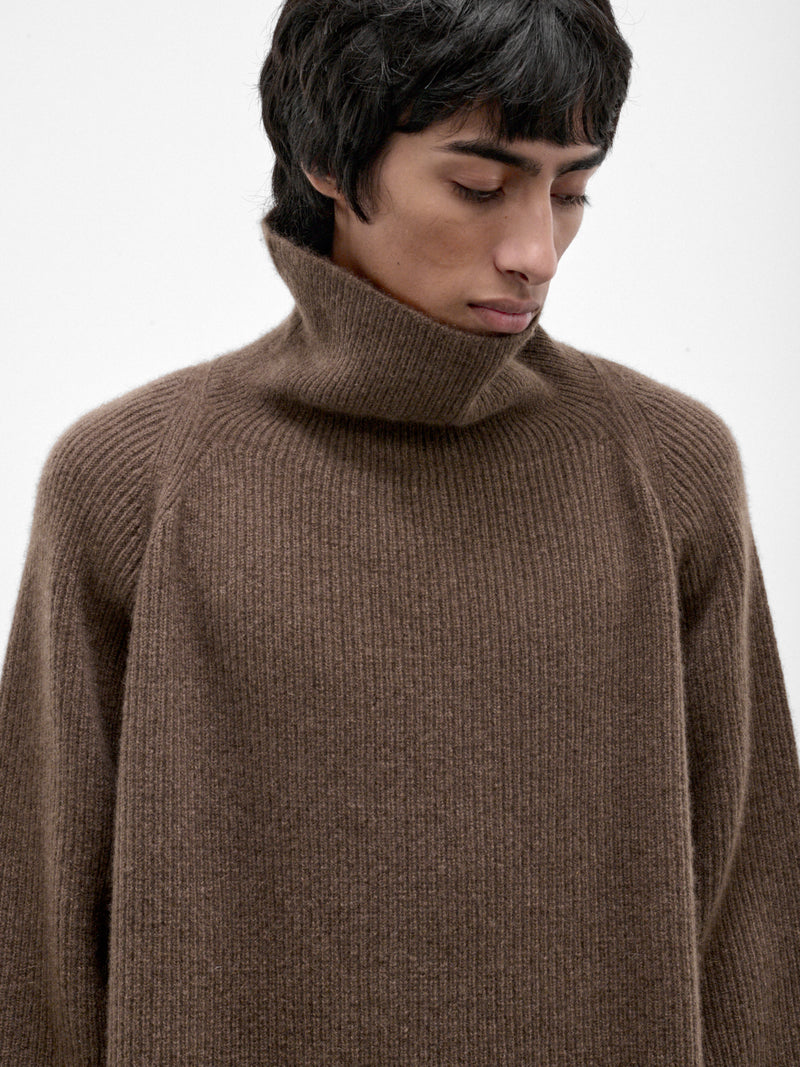 Beige Yak Wool Knit Turtleneck (KNIT#79-LIGHT-BROWN)
