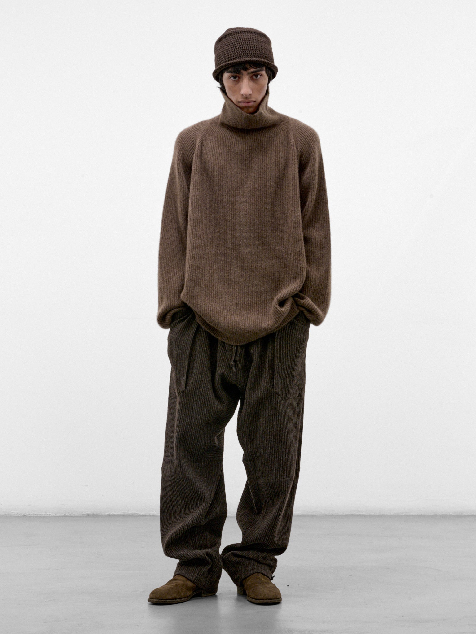 Beige Yak Wool Knit Turtleneck (KNIT#79-LIGHT-BROWN)