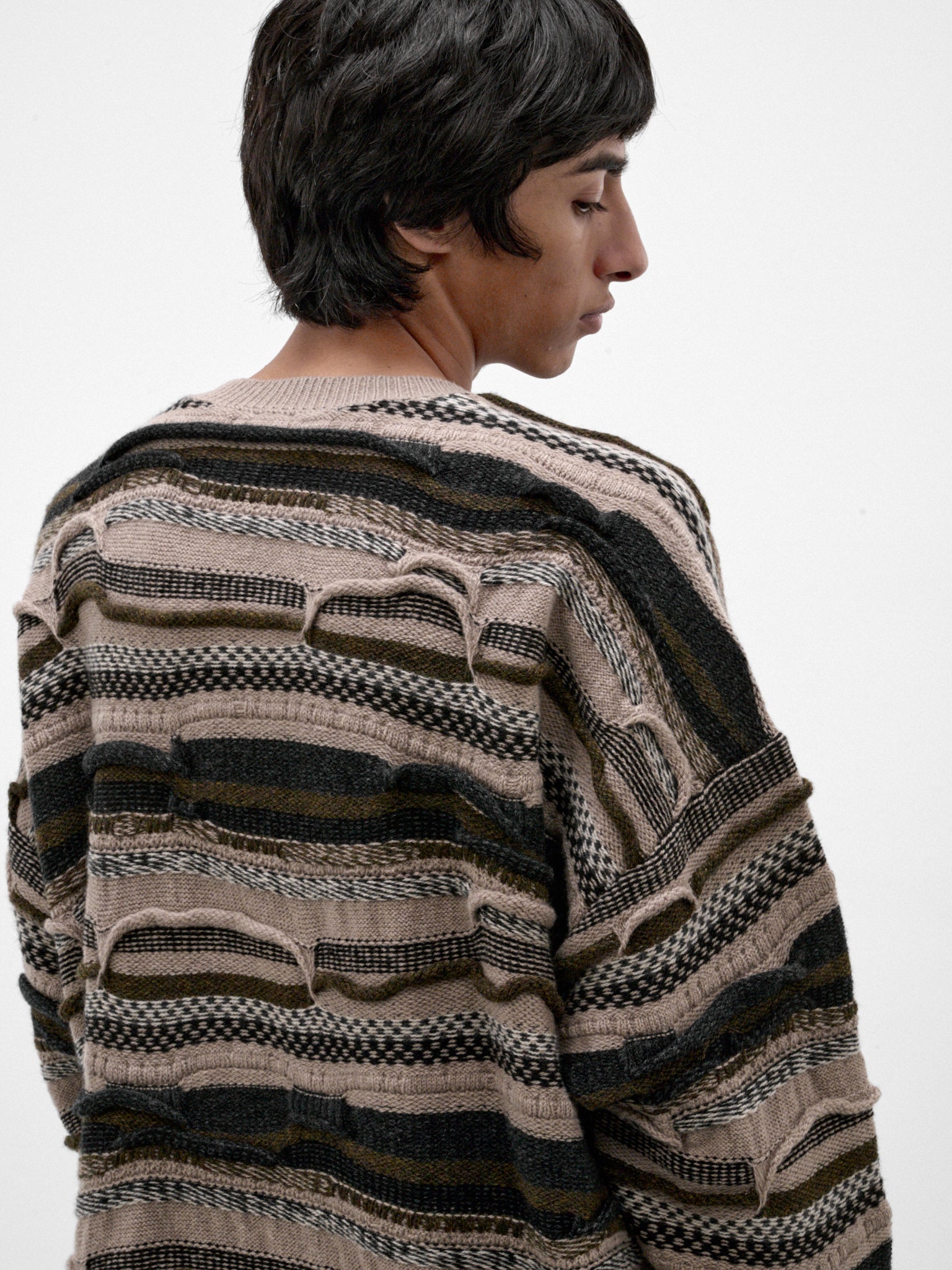 Varied Striped Wool Knit Sweater (KNIT#80-LIGHT-VARIATION)