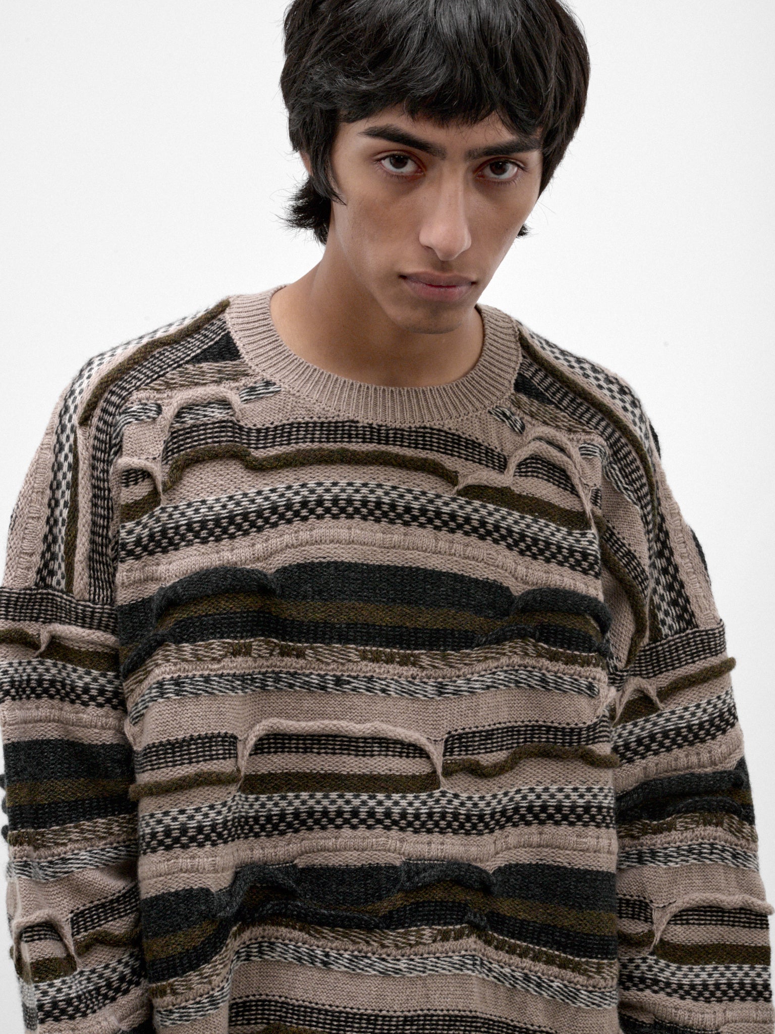 Varied Striped Wool Knit Sweater (KNIT#80-LIGHT-VARIATION)
