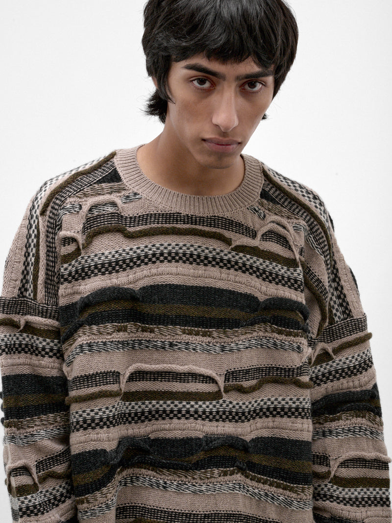 Varied Striped Wool Knit Sweater (KNIT#80-LIGHT-VARIATION)