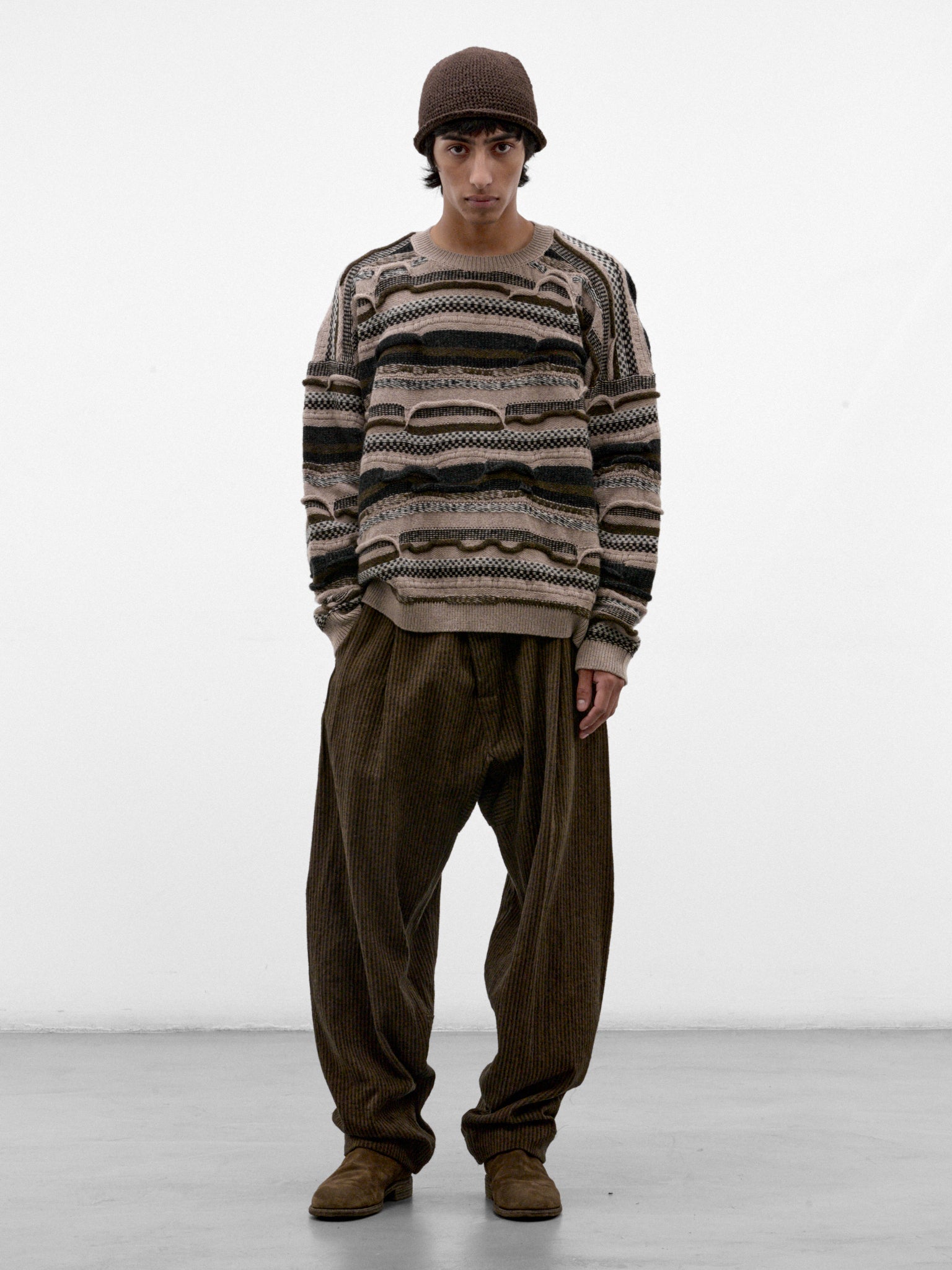 Varied Striped Wool Knit Sweater (KNIT#80-LIGHT-VARIATION)