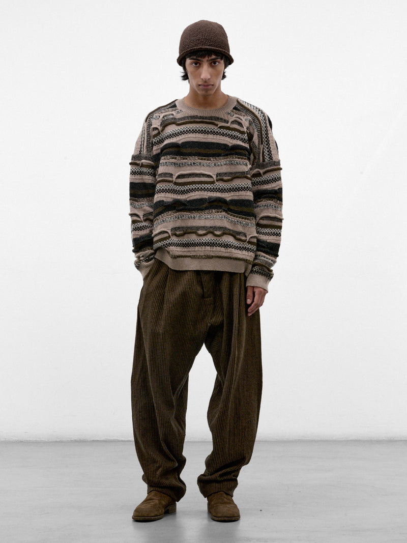 Varied Striped Wool Knit Sweater (KNIT#80-LIGHT-VARIATION)