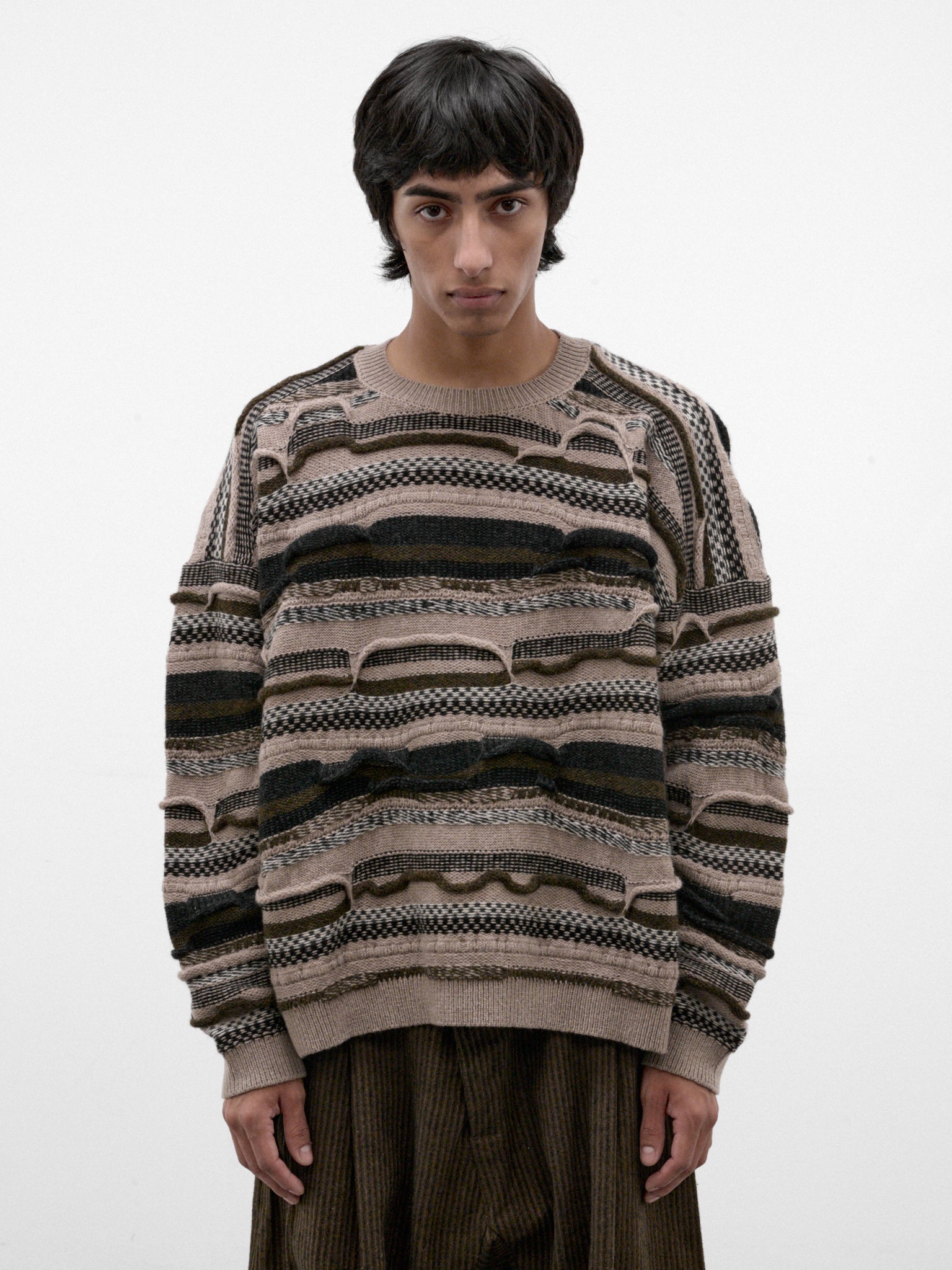 Varied Striped Wool Knit Sweater (KNIT#80-LIGHT-VARIATION)