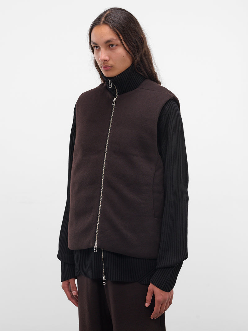 Brown Umar Wool Puffer Gilet (KNT-102-02-D-BROWN)
