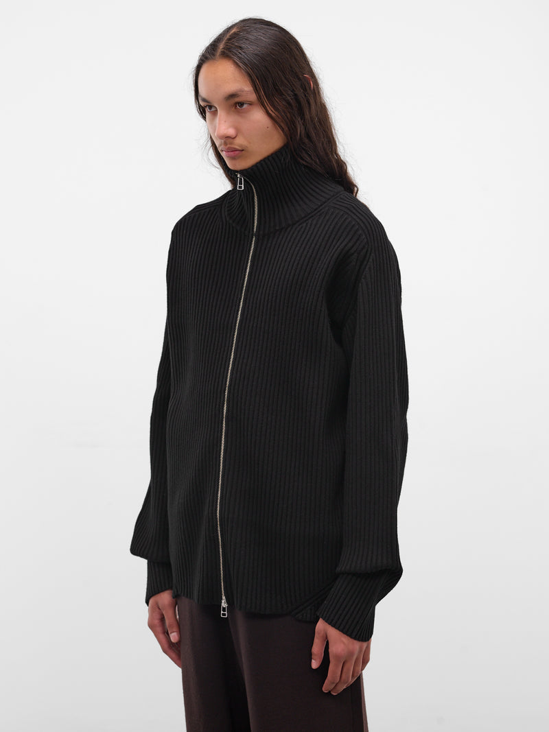 Black Wool Articulated Drivers Sweater (KNT-104-01-BLACK)