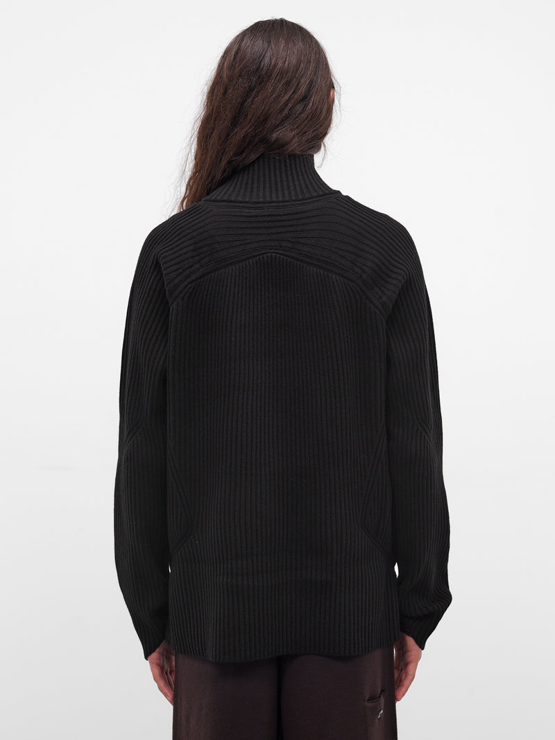Black Wool Articulated Drivers Sweater (KNT-104-01-BLACK)