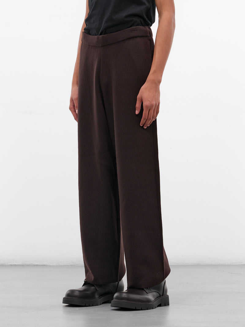 Brown Wool Wide Leg Trousers (KNT-107-02-D-BROWN)