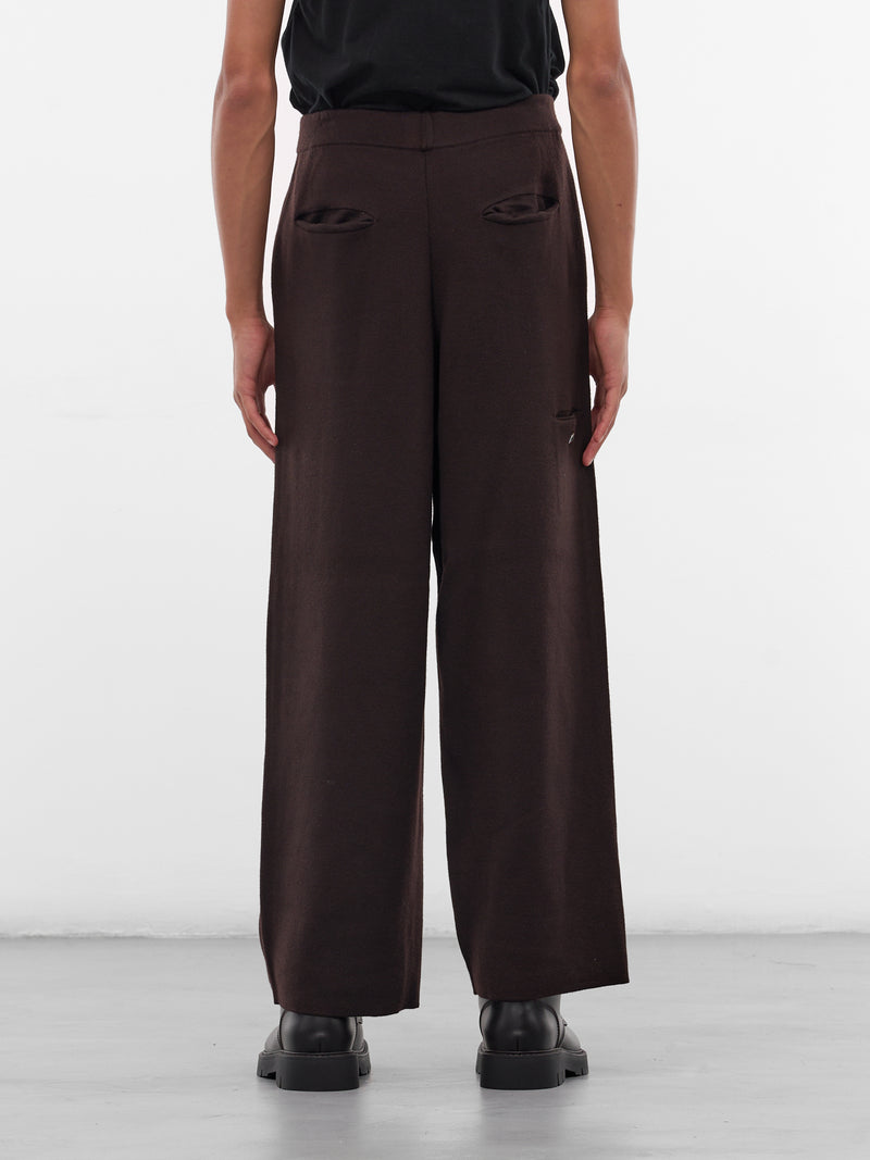 Brown Wool Wide Leg Trousers (KNT-107-02-D-BROWN)