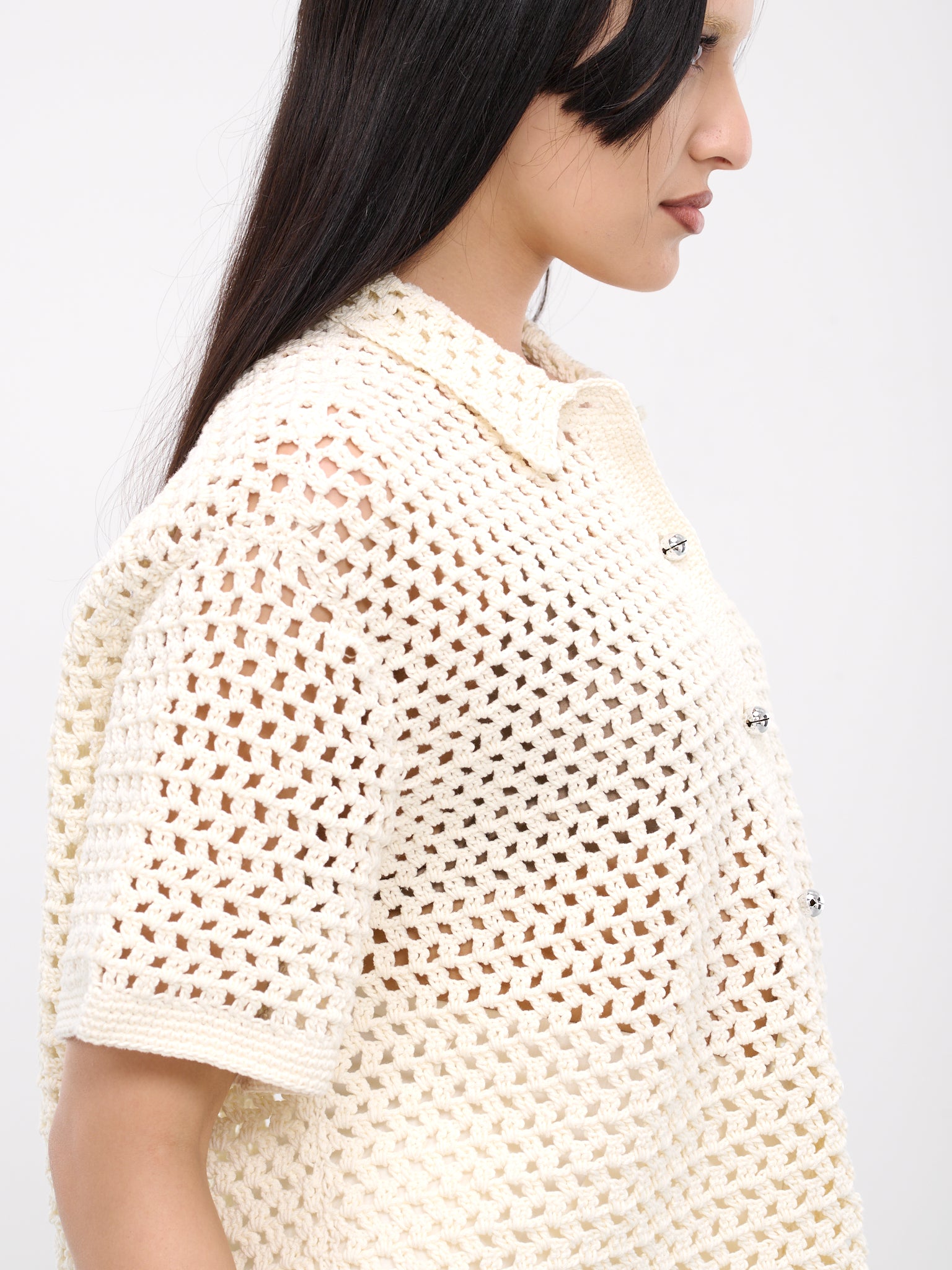 Sheila Hand Crochet Shirt (KNTP01IV-IVORY)